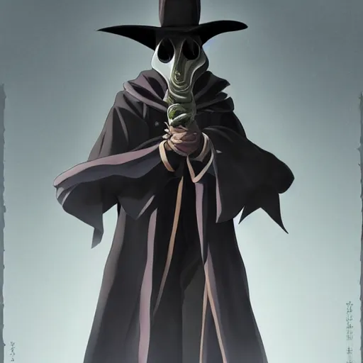 Image similar to portrait of a plague doctor, anime fantasy illustration by tomoyuki yamasaki, kyoto studio, madhouse, ufotable, comixwave films, trending on artstation