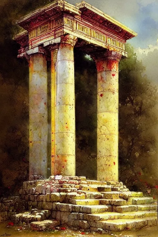 Image similar to ( ( ( ( ( roman temple. saturated colors ) ) ) ) ) by jean - baptiste monge!!!!!!!!!!!!!!!!!!!!!!!!!!!!!!