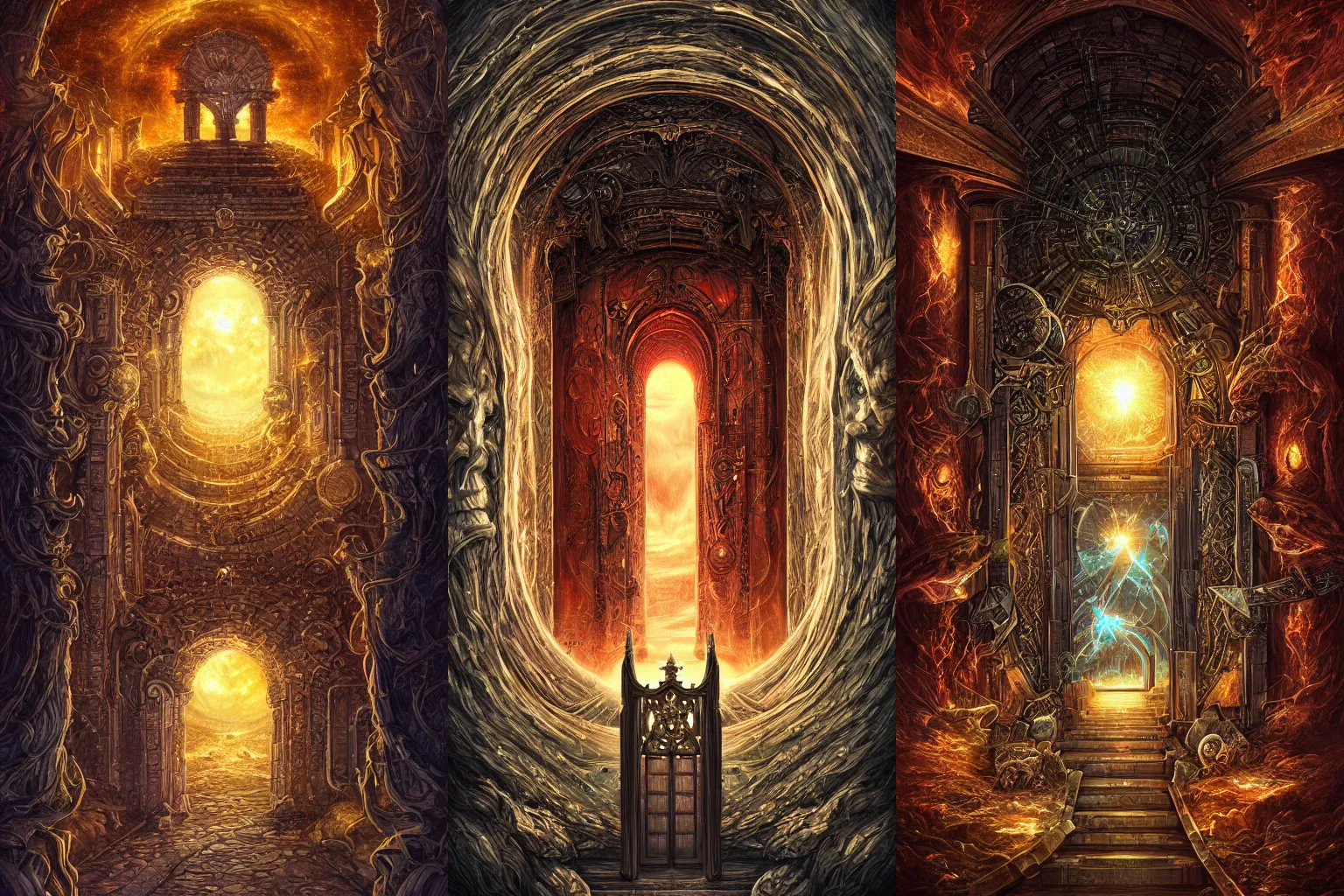 Prompt: The gate to the eternal kingdom of intelligence, fantasy, digital art, HD, detailed.