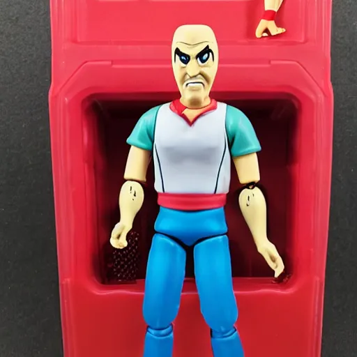 Prompt: Carl from Aqua Teen Hunger Force, plastic action figure