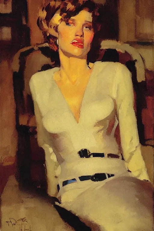 Image similar to your mother in a darkened room, painted by tom lovell frank schoonover dean cornwell phil hale rick berry