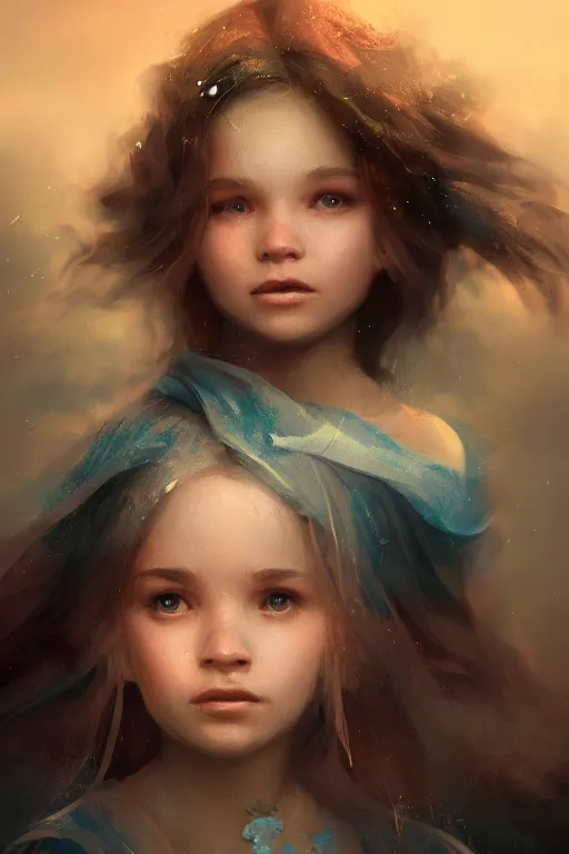 Image similar to Atlantis little girl, joyful, close-up portrait, intricate, elegant, volumetric lighting, scenery, digital painting, highly detailed, artstation, sharp focus, illustration, concept art, ruan jia, steve mccurry