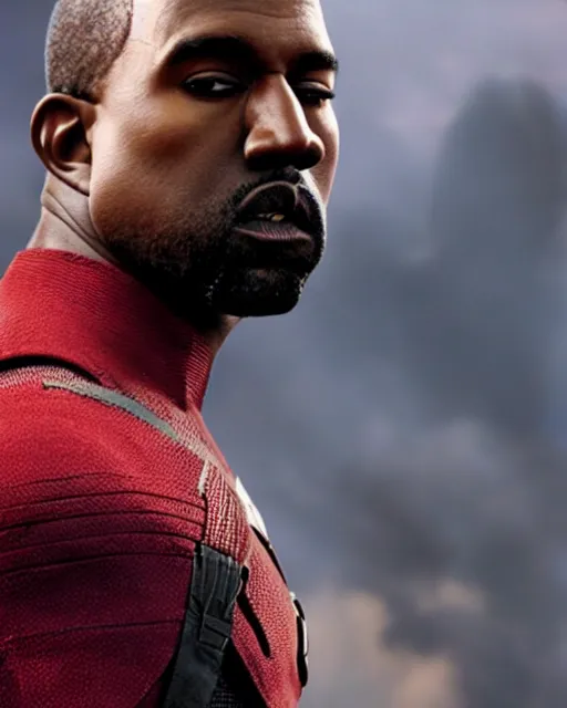 Image similar to film still close - up shot of kanye west as captain america from the movie captain america : the first avenger. photographic, photography