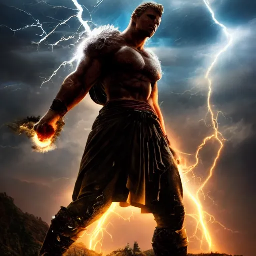 Image similar to a very weak nerd person destroys a God, godrays, epic fights, dramatic poses and scenery, thunderstorm, rtx on, cinematic, movies you do not want to miss, a powerful being losing to a weakling, amazing effects, 4k UHD, Award winning photograph, extremely highly detailed majestic hi-res beautiful