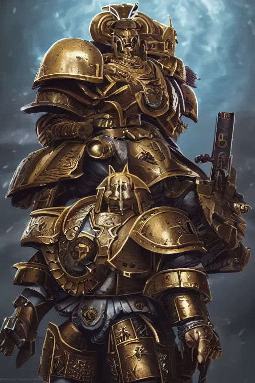 Image similar to armor portrait heros warhammer 4 0 k horus heresy fanart - the primarchs emperor by johannes helgeson animated with vfx concept artist & illustrator global illumination ray tracing hdr fanart arstation zbrush central hardmesh 8 k octane renderer comics stylized