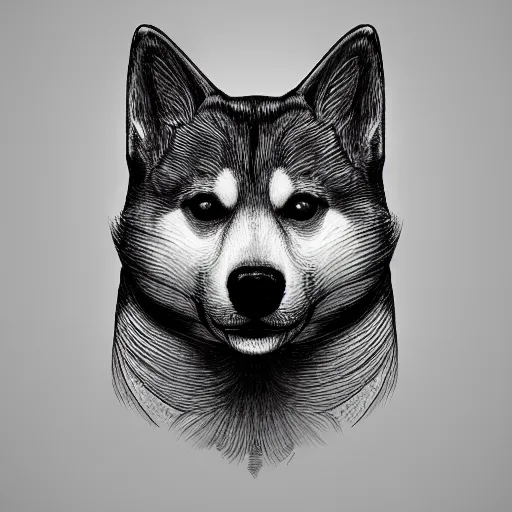 Image similar to the head of an incredibly elegant and beautiful shiba partially made of potatoes and violets, an ultrafine detailed illustration by james jean, final fantasy, intricate linework, bright colors, behance contest winner, vanitas, angular, altermodern, unreal engine 5 highly rendered, global illumination, radiant light, detailed and intricate environment