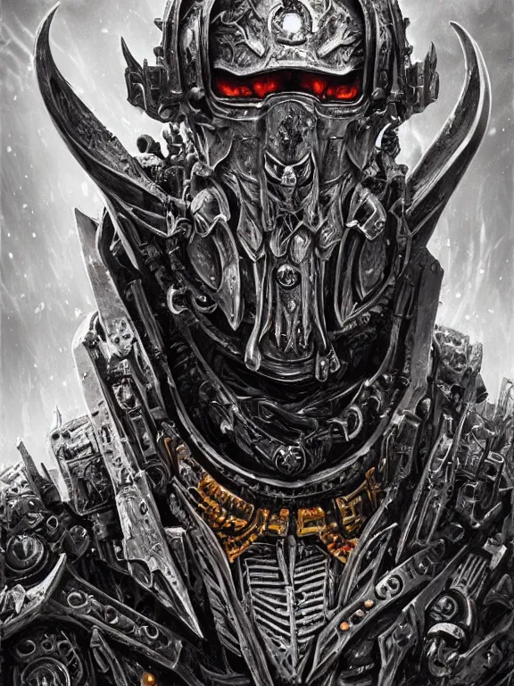 Prompt: art portrait of an undead space marine lich king, intricate detailed armour ,8k,by tristan eaton,Stanley Artgermm,Tom Bagshaw,Greg Rutkowski,Carne Griffiths, Ayami Kojima, Beksinski, Giger,trending on DeviantArt,face enhance,hyper detailed,minimalist,cybernetic, android, blade runner,full of colour,