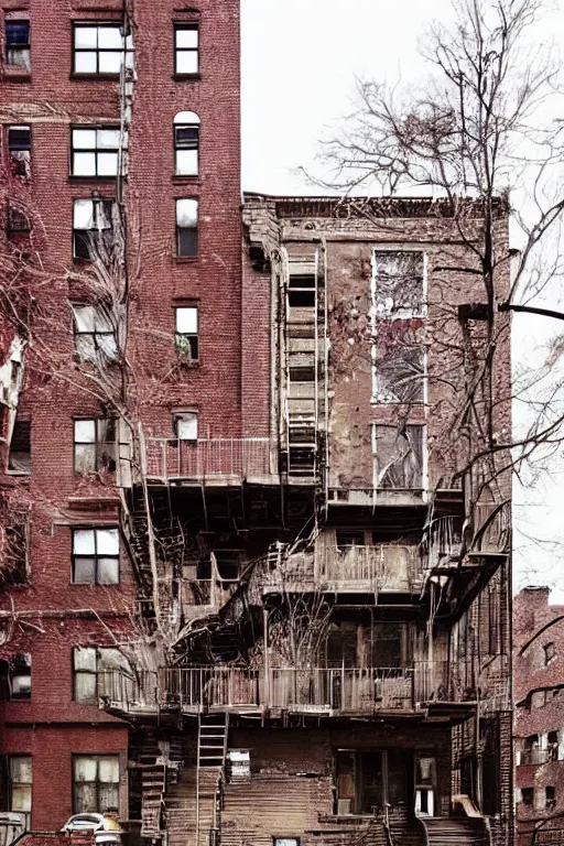 Prompt: (((((a ramshackle Manhattan brick brownstone deep in the forest))))) by Calder Moore!!!!!!!!!!!!!!!!!!!!!!!!!!!