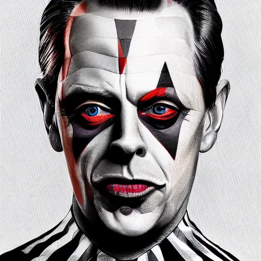 Image similar to Steve Buscemi as Harlequin, intricate, highly detailed, concept art, smooth, sharp focus