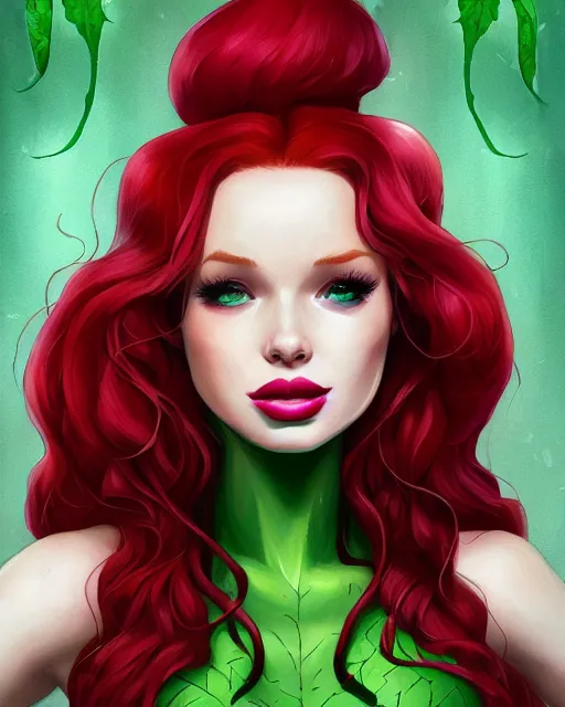 Image similar to portrait of Madelaine Petsch as Poison Ivy, art by lois van baarle and loish and ross tran and rossdraws and sam yang and samdoesarts and artgerm, middle shot, digital art, highly detailed, intricate, sharp focus, Trending on Artstation HQ, deviantart, unreal engine 5, 4K UHD image