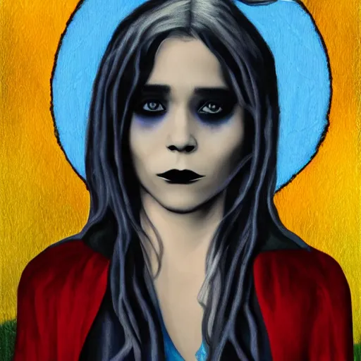 Image similar to goth mary kate olsen, art by michael miller