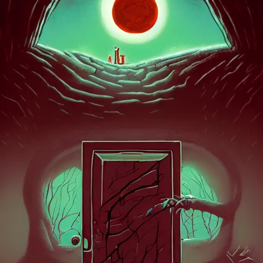 Image similar to the door beyon the void by tim doyle and chris leib, from nightmare before christmas | detailed | elegant | trending on artstation