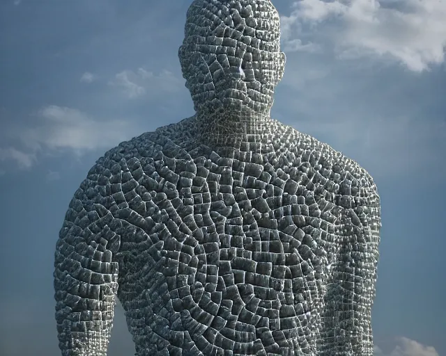 Image similar to a giant abstract sculpture of a legendary greek warrior god on the water, in the style of jaume plensa, award winning, cinematic, hyper - realistic, very detailed, realistic water splashes, ray tracing, 8 k resolution, long - shot, sharp focus, low angle, 8 5 mm photograph, wide lens