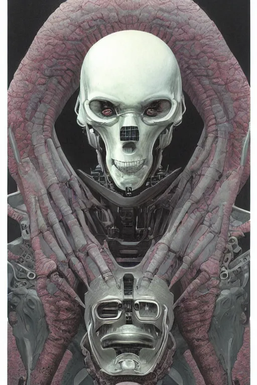 Prompt: death robot, portrait by wayne barlowe