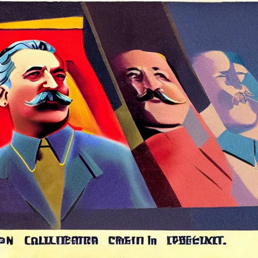 Image similar to stalin became the president of america, color art in usa style 1 9 3 0 - s