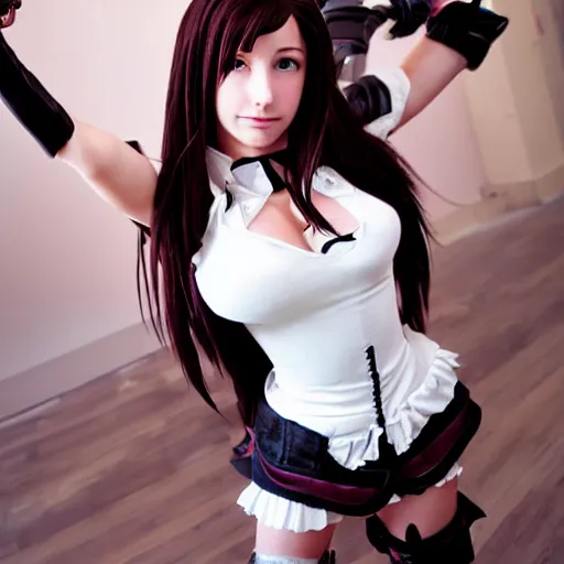 Image similar to aerith gainsborough mixed with tifa lockhart