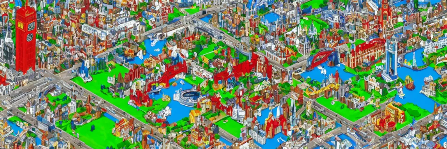 Image similar to london in style of super mario,