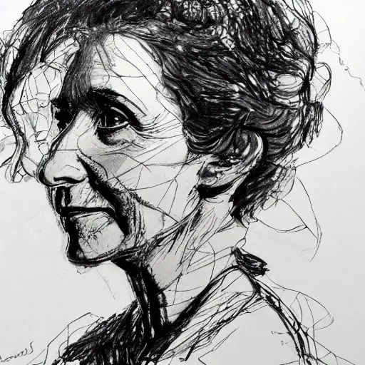 Prompt: a realistic yet scraggly portrait sketch of the side profile of a stern and sophisticated julia louis - dreyfus, trending on artstation, intricate details, in the style of frank auerbach, in the style of sergio aragones, in the style of martin ansin, in the style of david aja, in the style of mattias adolfsson