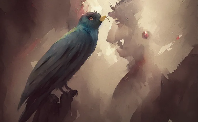 Image similar to a painting of delibirb 6 6 6 trending on artstation in the style of greg rutkowski, 3 d, watercolor, male, portrait, wisdom