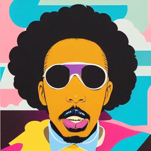 Prompt: Bootsy Collins profile picture by Sachin Teng, asymmetrical, Organic Painting , Matte Painting, geometric shapes, hard edges, graffiti, street art:2 by Sachin Teng:4