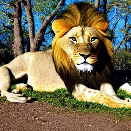 Prompt: a photo of a mixed animal with lion's head and fish's tail