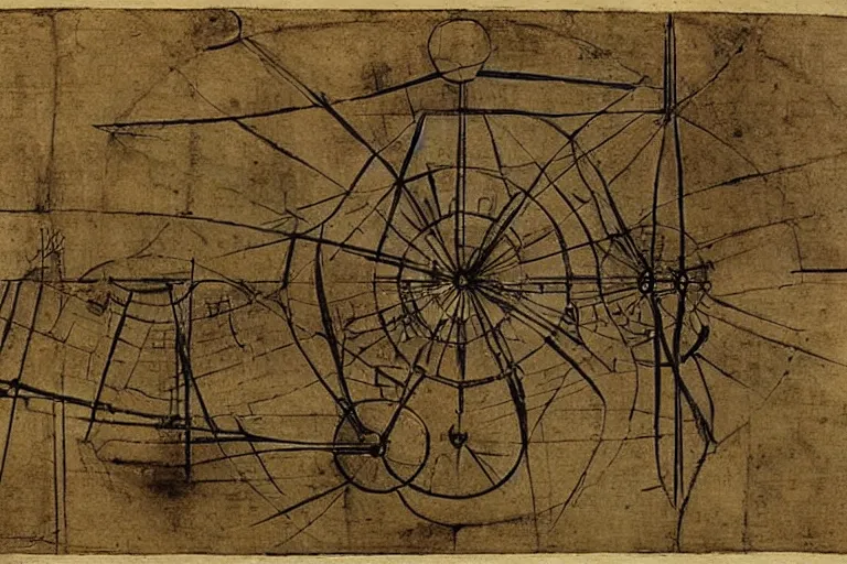Prompt: construction draft of a perpetuum mobile by Leonardo da Vinci
