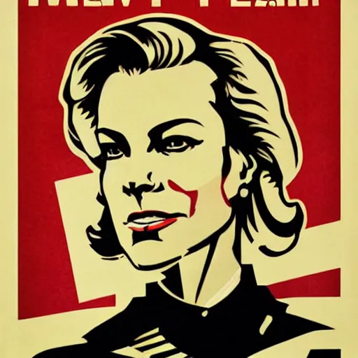 Image similar to megyn kelly, portrait, style of WWII propaganda poster, by shepard fairey