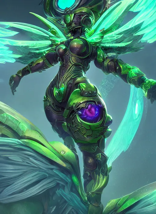 Prompt: mystical mechanical angel from league of legends, au naturel, hyper detailed, glowing green eyes, digital art, trending in artstation, cinematic lighting, studio quality, smooth render, unreal engine 5 rendered, octane rendered, art style by klimt and nixeu and ian sprigger and wlop and krenz cushart