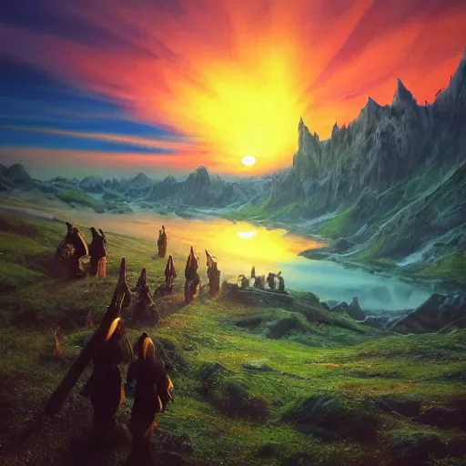 Image similar to beautiful sunset in middle-earth