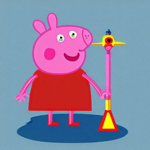 Prompt: “ peppa pig holding a gauss rifle ”