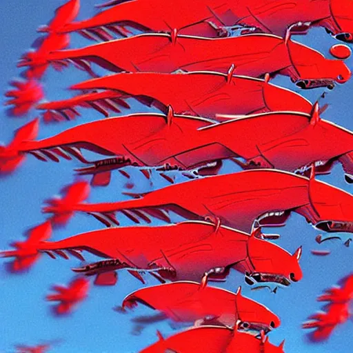 Image similar to tiny cute red dragons flying on the skies of tokyo, photorealism, real photograph