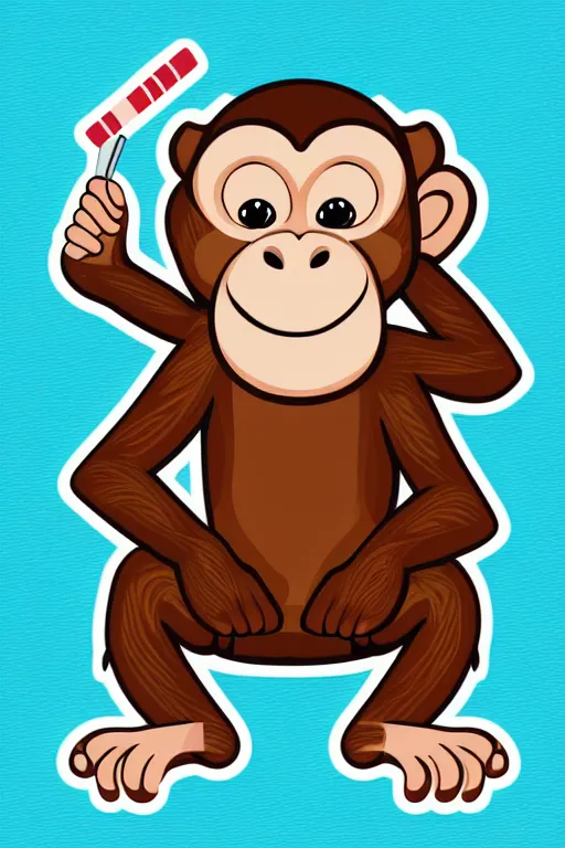 Image similar to Portrait of a Monkey with a cigarette, sticker, colorful, illustration, highly detailed, simple, smooth and clean vector curves, no jagged lines, vector art, smooth