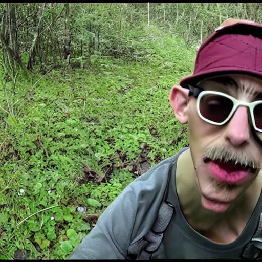 Prompt: Trail cam footage of Ricky Berwick