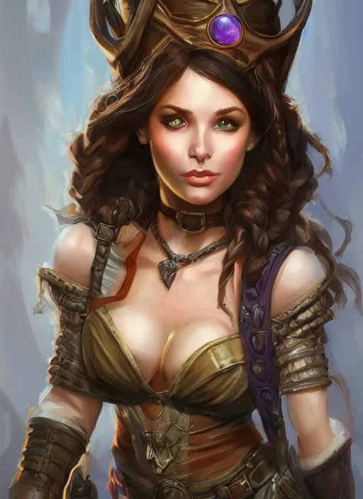 Image similar to barmaid cute, ultra detailed fantasy, dndbeyond, bright, colourful, realistic, dnd character portrait, full body, pathfinder, pinterest, art by ralph horsley, dnd, rpg, lotr game design fanart by concept art, behance hd, artstation, deviantart, hdr render in unreal engine 5