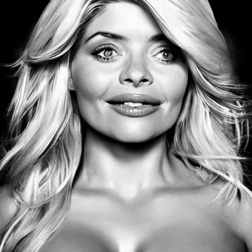 Image similar to holly Willoughby with the physique of a body builder, symmetrical facial features, hyper realistic, ultra detailed, cinematic, dynamic lighting, photorealistic, refined, intricate, digital art, digital painting, masterpiece, 8k