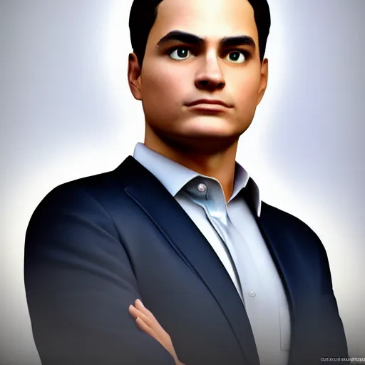 Prompt: photographic portrait of ben shapiro as god, highly detailed, raytracing, octane render, trending on artstation, flickr