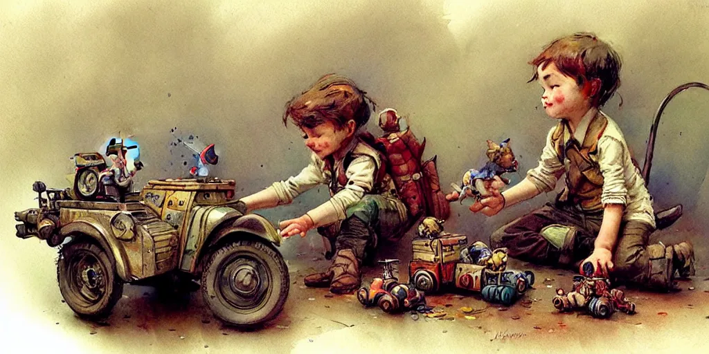 Prompt: adventurer ( ( ( ( ( 1 9 5 0 s retro future living room. muted colors. toys laying around ) ) ) ) ) by jean baptiste monge, chrome red