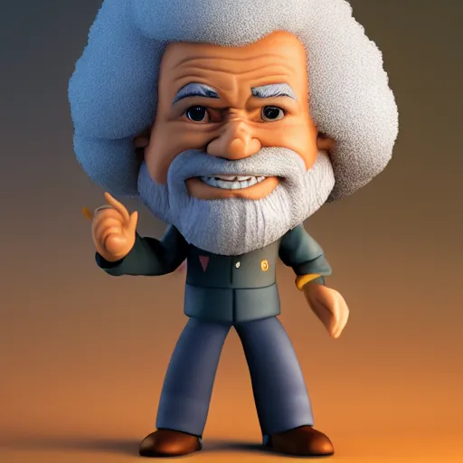 Prompt: Bob Ross as a figurine, blender, octane render, full body, studio lighting, 8K, hyperdetalied, trending on artstation, high quality,