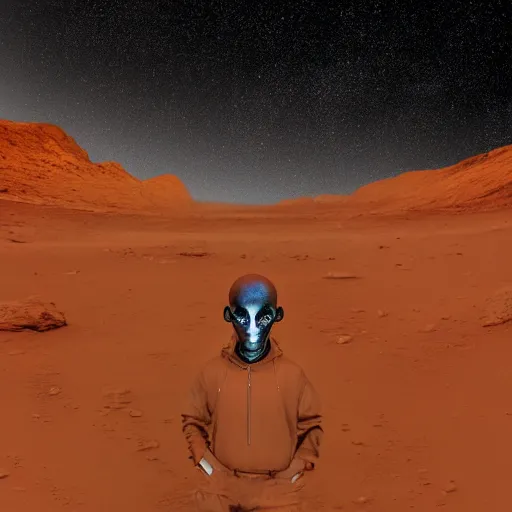 Image similar to an award winning portrait photo of an alien on mars