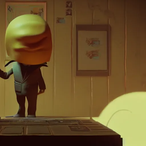 Prompt: quentin tarantino as an enemy in the video game little nightmares, unity render