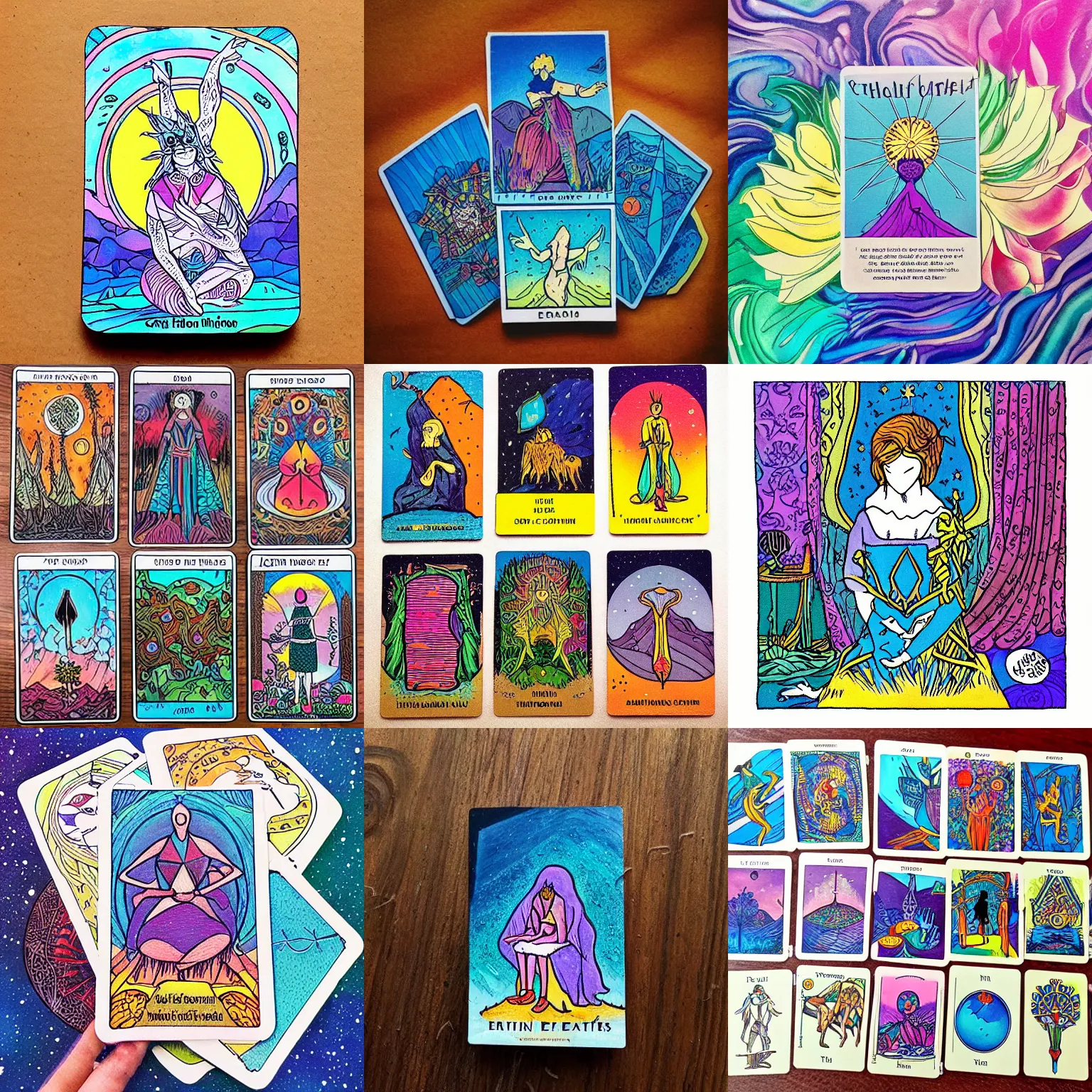 Prompt: alternative tarot cards that stimulate active imagination to enable deep introspection in the style of erin hanson