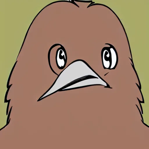 Prompt: bird stares face on into camera with quizzical expression, extremely detailed cartoon