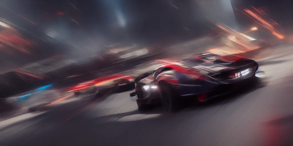 Prompt: A commercial art piece for a racing movie with lot of motion blur, cinematic, dramatic, artstation