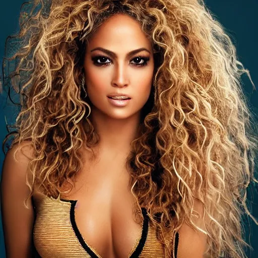 Image similar to portrait of a woman that looks like a mix of shakira and jennifer lopez