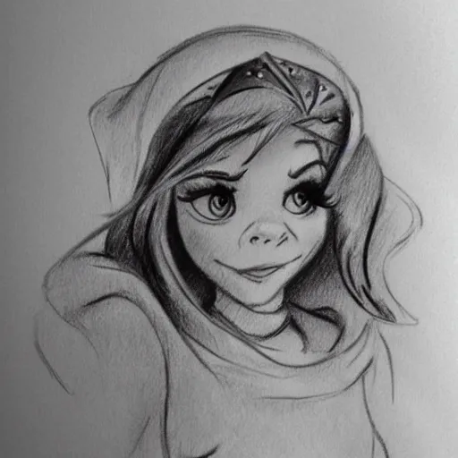 Image similar to milt kahl pencil sketch of chloe grace moretz in disney snow white