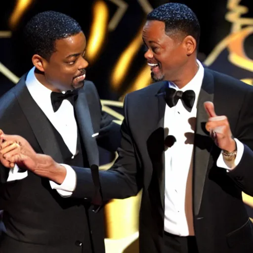 Image similar to chris rock slapping will smith at the oscars, 4k, high detail, high-resolution photograph, professional photography, ultra-detail