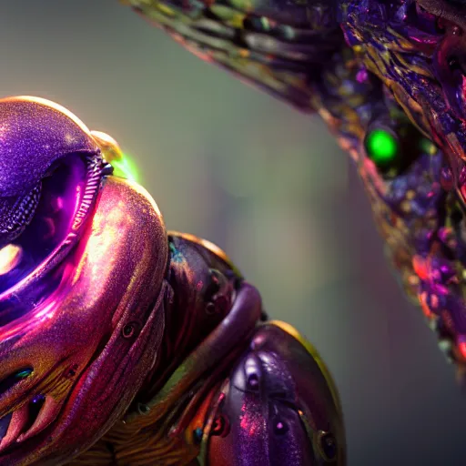 Prompt: macro photo of alien lifeforms colorful, full body, 8k photorealistic, cinematic lighting, detailed, photorealistic, unreal engine