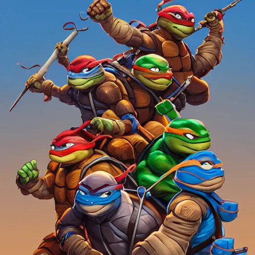 Image similar to hero world teenage mutant ninja turtles, behance hd by jesper ejsing, by rhads, makoto shinkai and lois van baarle, ilya kuvshinov, rossdraws global illumination