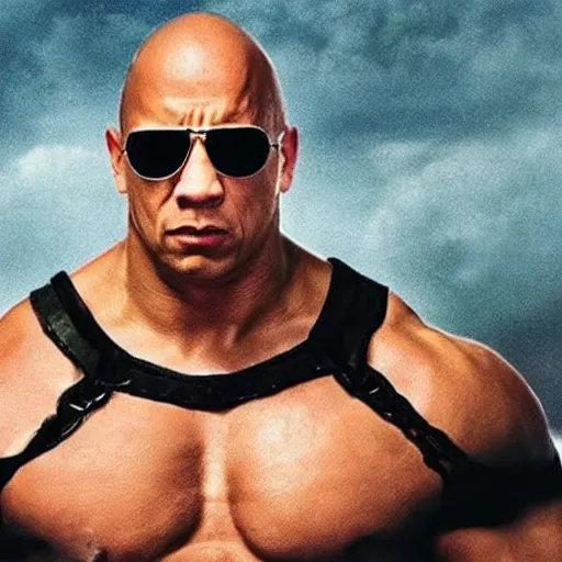 Image similar to wrestlemania starring dwayne the rock johnson as vin diesel