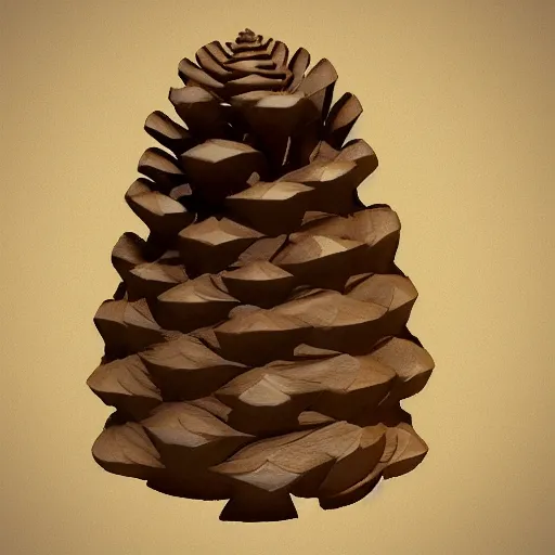 Image similar to poorly rendered 3 d anthromorphic pinecone